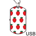 Fruit Strawberries Red Green Dog Tag USB Flash (One Side) Front