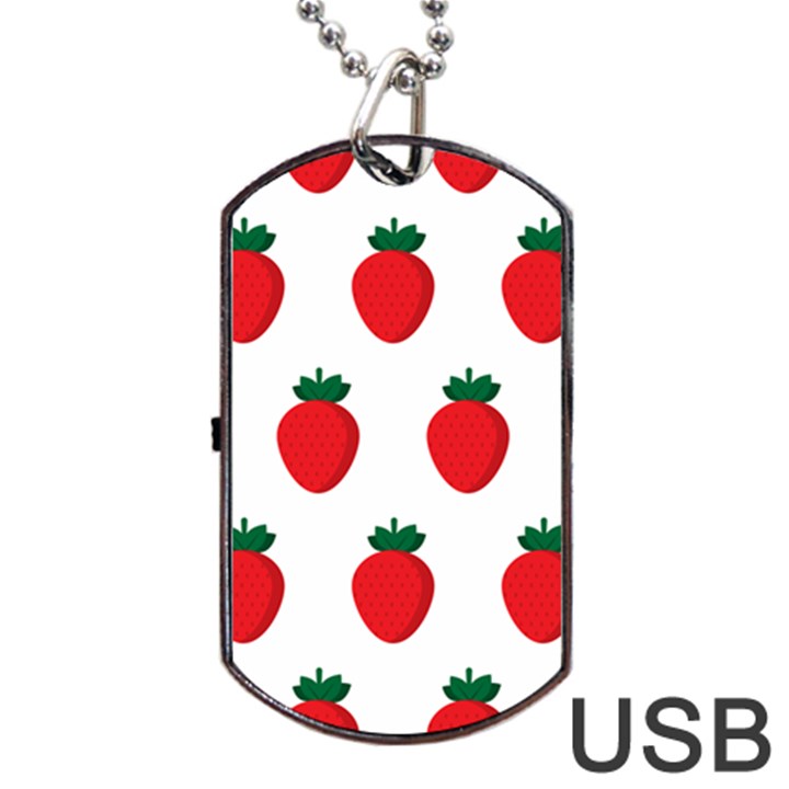 Fruit Strawberries Red Green Dog Tag USB Flash (One Side)