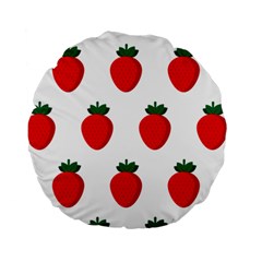 Fruit Strawberries Red Green Standard 15  Premium Round Cushions