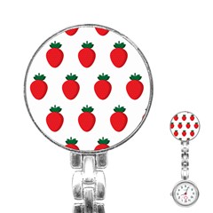 Fruit Strawberries Red Green Stainless Steel Nurses Watch by Mariart