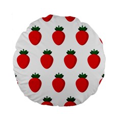 Fruit Strawberries Red Green Standard 15  Premium Flano Round Cushions by Mariart