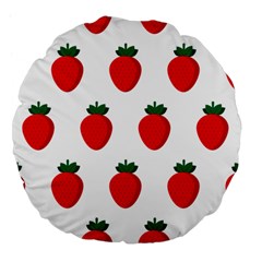 Fruit Strawberries Red Green Large 18  Premium Flano Round Cushions by Mariart