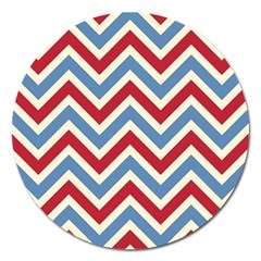 Zig Zags Pattern Magnet 5  (round) by Valentinaart