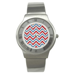 Zig Zags Pattern Stainless Steel Watch by Valentinaart