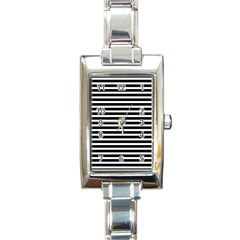 Horizontal Stripes Black Rectangle Italian Charm Watch