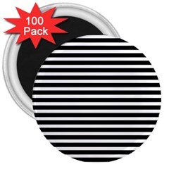 Horizontal Stripes Black 3  Magnets (100 Pack) by Mariart