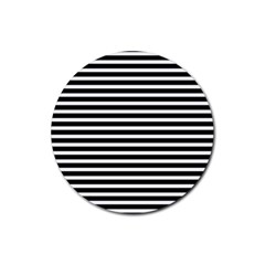 Horizontal Stripes Black Rubber Coaster (round)  by Mariart