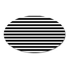 Horizontal Stripes Black Oval Magnet by Mariart