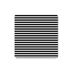 Horizontal Stripes Black Square Magnet