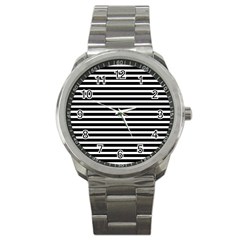 Horizontal Stripes Black Sport Metal Watch by Mariart