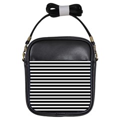 Horizontal Stripes Black Girls Sling Bags by Mariart