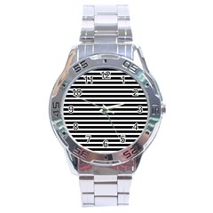 Horizontal Stripes Black Stainless Steel Analogue Watch by Mariart