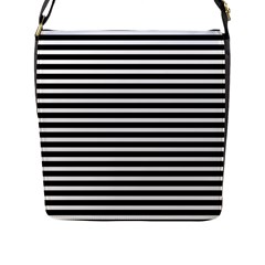 Horizontal Stripes Black Flap Messenger Bag (l)  by Mariart