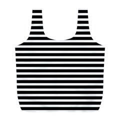 Horizontal Stripes Black Full Print Recycle Bags (l)  by Mariart