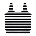 Horizontal Stripes Black Full Print Recycle Bags (L)  Front