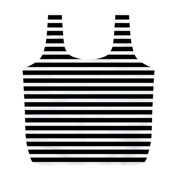 Horizontal Stripes Black Full Print Recycle Bags (L) 