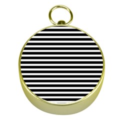 Horizontal Stripes Black Gold Compasses by Mariart