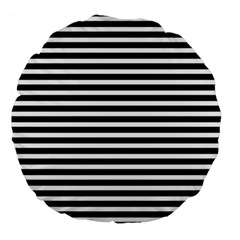 Horizontal Stripes Black Large 18  Premium Flano Round Cushions