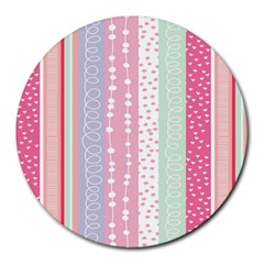 Heart Love Valentine Polka Dot Pink Blue Grey Purple Red Round Mousepads by Mariart