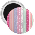 Heart Love Valentine Polka Dot Pink Blue Grey Purple Red 3  Magnets Front