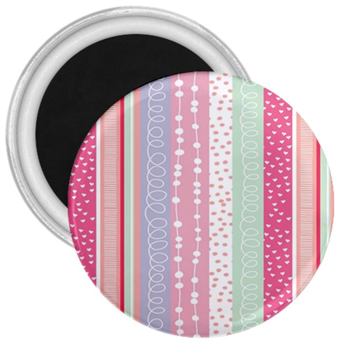 Heart Love Valentine Polka Dot Pink Blue Grey Purple Red 3  Magnets