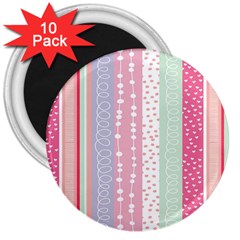 Heart Love Valentine Polka Dot Pink Blue Grey Purple Red 3  Magnets (10 Pack)  by Mariart