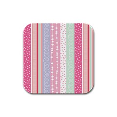 Heart Love Valentine Polka Dot Pink Blue Grey Purple Red Rubber Square Coaster (4 Pack)  by Mariart