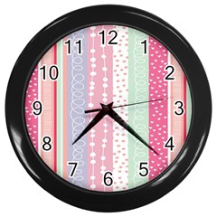 Heart Love Valentine Polka Dot Pink Blue Grey Purple Red Wall Clocks (black) by Mariart