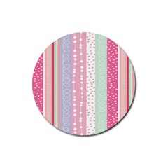 Heart Love Valentine Polka Dot Pink Blue Grey Purple Red Rubber Coaster (round)  by Mariart