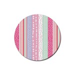 Heart Love Valentine Polka Dot Pink Blue Grey Purple Red Rubber Coaster (Round)  Front