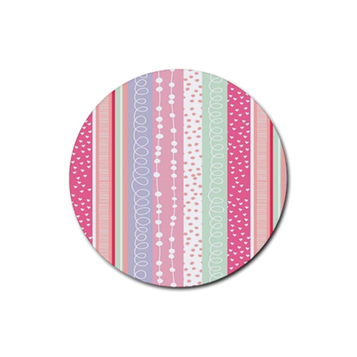 Heart Love Valentine Polka Dot Pink Blue Grey Purple Red Rubber Coaster (Round) 