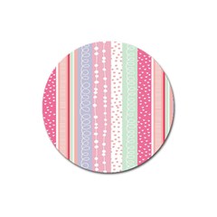 Heart Love Valentine Polka Dot Pink Blue Grey Purple Red Magnet 3  (round) by Mariart