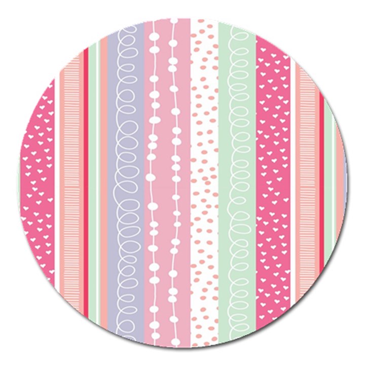 Heart Love Valentine Polka Dot Pink Blue Grey Purple Red Magnet 5  (Round)