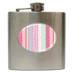 Heart Love Valentine Polka Dot Pink Blue Grey Purple Red Hip Flask (6 Oz) by Mariart