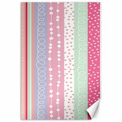 Heart Love Valentine Polka Dot Pink Blue Grey Purple Red Canvas 12  X 18   by Mariart