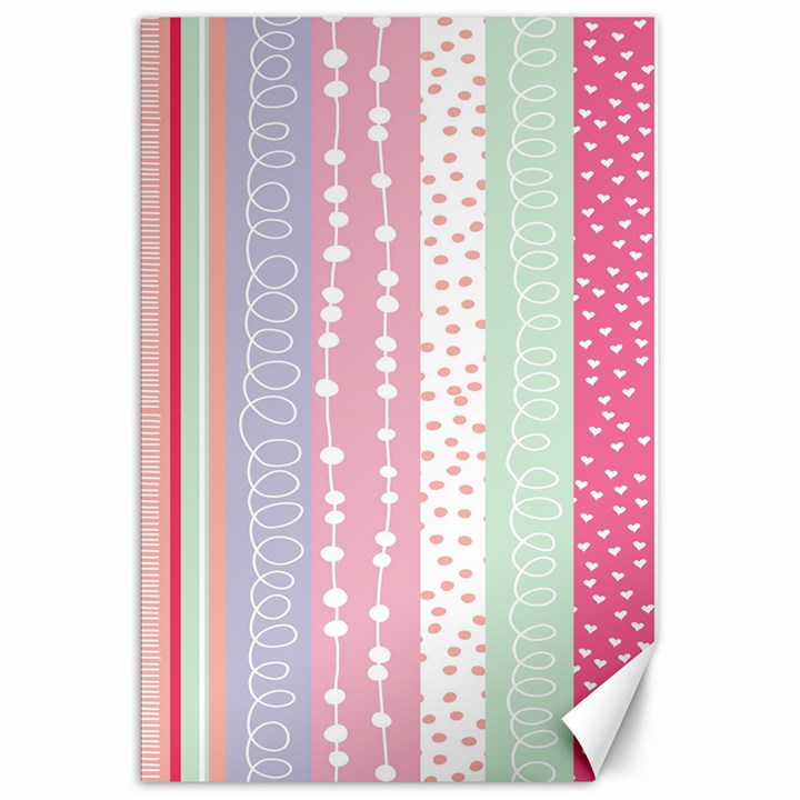 Heart Love Valentine Polka Dot Pink Blue Grey Purple Red Canvas 20  x 30  