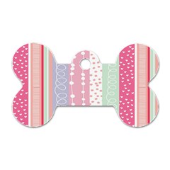 Heart Love Valentine Polka Dot Pink Blue Grey Purple Red Dog Tag Bone (one Side) by Mariart