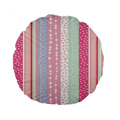 Heart Love Valentine Polka Dot Pink Blue Grey Purple Red Standard 15  Premium Flano Round Cushions by Mariart