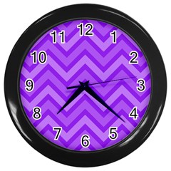 Zig Zags Pattern Wall Clocks (black) by Valentinaart