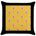 Flower Floral Tulip Leaf Pink Yellow Polka Sot Spot Throw Pillow Case (Black) Front