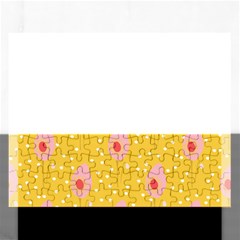 Flower Floral Tulip Leaf Pink Yellow Polka Sot Spot Rectangular Jigsaw Puzzl