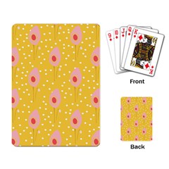 Flower Floral Tulip Leaf Pink Yellow Polka Sot Spot Playing Card by Mariart