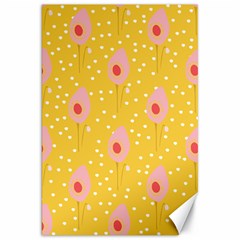 Flower Floral Tulip Leaf Pink Yellow Polka Sot Spot Canvas 20  X 30  