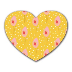 Flower Floral Tulip Leaf Pink Yellow Polka Sot Spot Heart Mousepads by Mariart