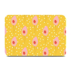 Flower Floral Tulip Leaf Pink Yellow Polka Sot Spot Plate Mats by Mariart