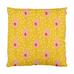 Flower Floral Tulip Leaf Pink Yellow Polka Sot Spot Standard Cushion Case (two Sides) by Mariart