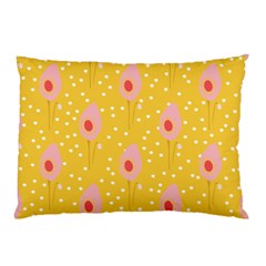 Flower Floral Tulip Leaf Pink Yellow Polka Sot Spot Pillow Case