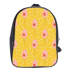 Flower Floral Tulip Leaf Pink Yellow Polka Sot Spot School Bags(large)  by Mariart