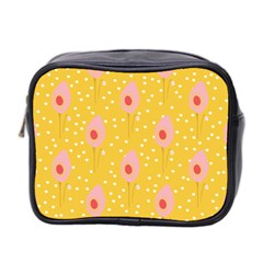 Flower Floral Tulip Leaf Pink Yellow Polka Sot Spot Mini Toiletries Bag 2-side by Mariart