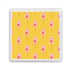 Flower Floral Tulip Leaf Pink Yellow Polka Sot Spot Memory Card Reader (square)  by Mariart